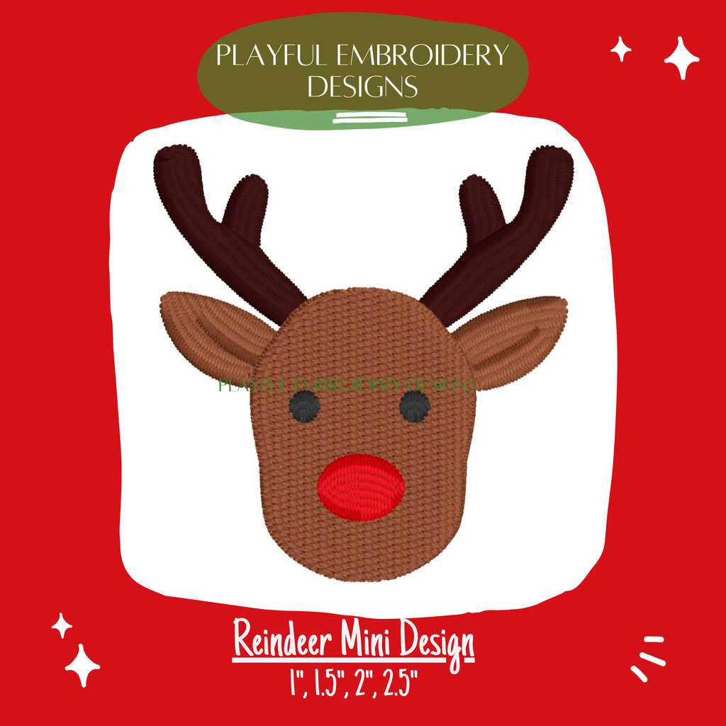 Reindeer Mini Fill Embroidery Design, Reindeer Machine Embroidery Design, Digital Design
