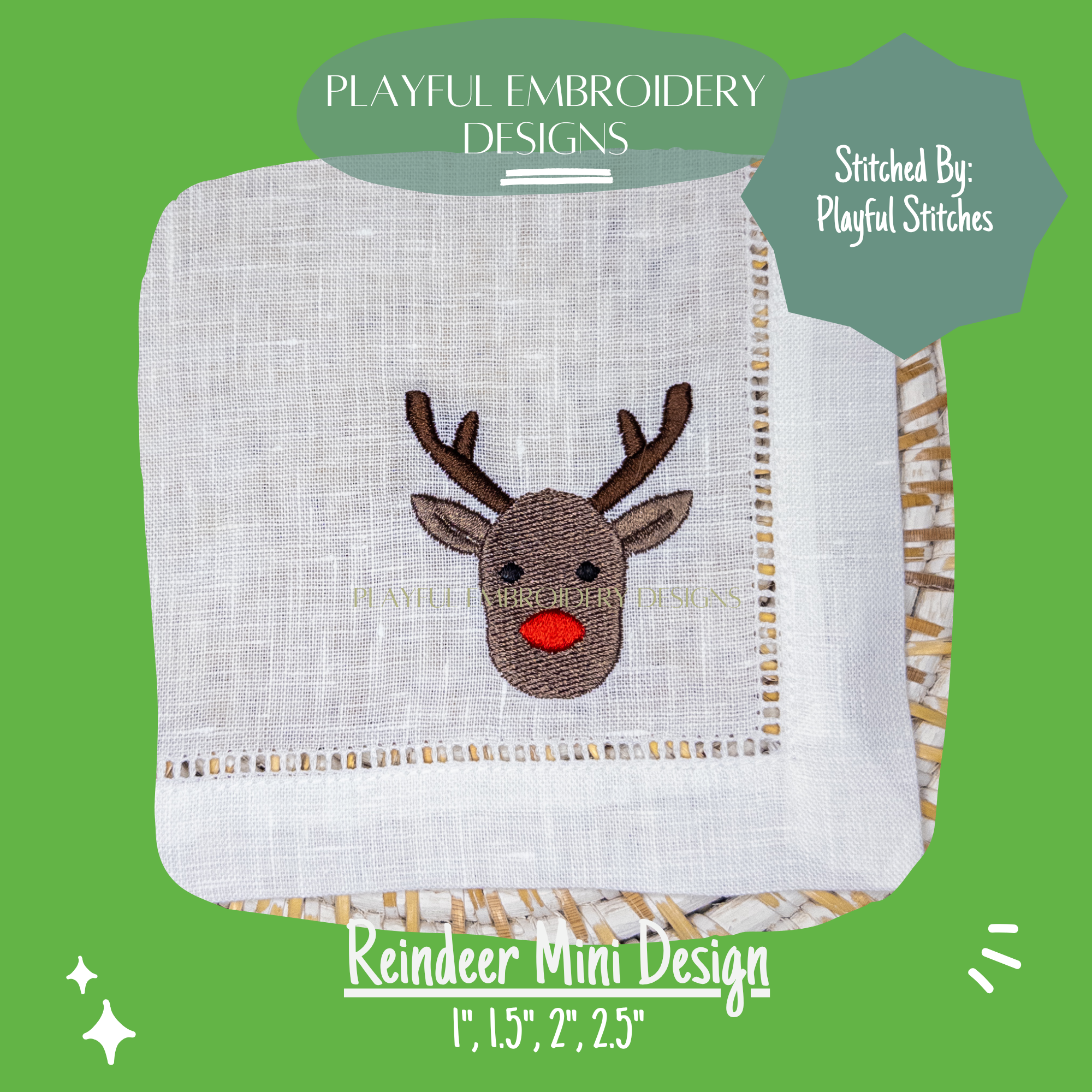 Reindeer Mini Fill Embroidery Design, Reindeer Machine Embroidery Design, Digital Design