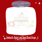 Sandcastle, Bucket, Shovel Beach Machine Embroidery Design (Digital Download)