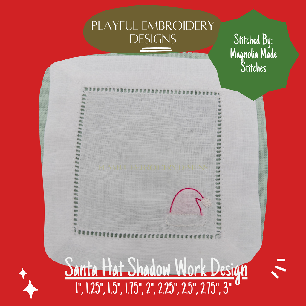 Santa Hat Shadow Work Mini Embroidery design, Santa Hat Shadow work Machine Embroidery Design, Digital Download