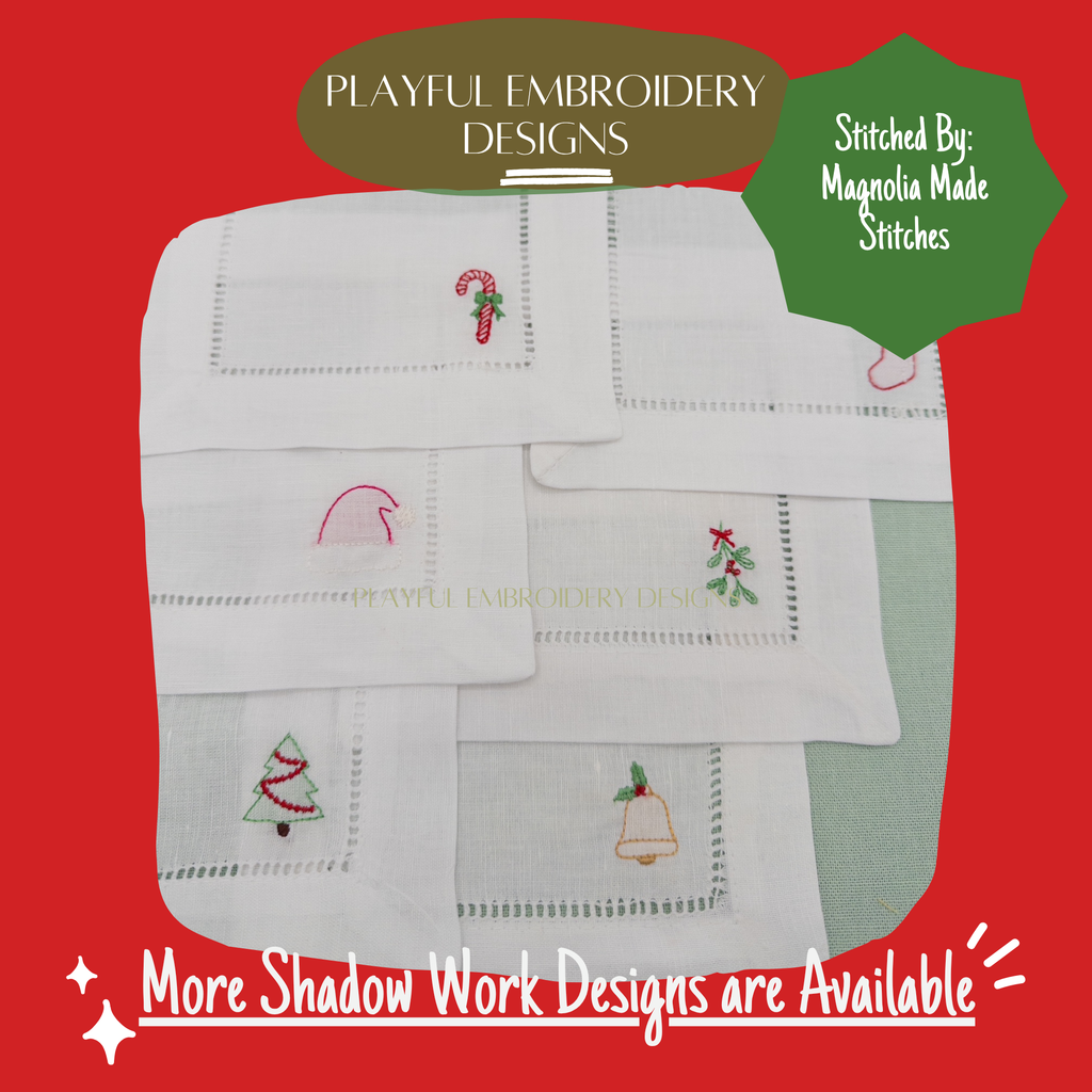 Santa Hat Shadow Work Mini Embroidery design, Santa Hat Shadow work Machine Embroidery Design, Digital Download