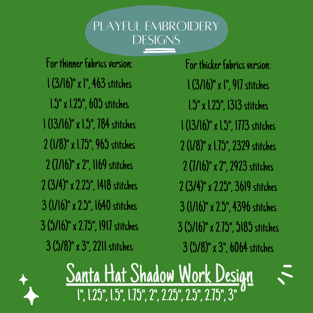 Santa Hat Shadow Work Mini Embroidery design, Santa Hat Shadow work Machine Embroidery Design, Digital Download