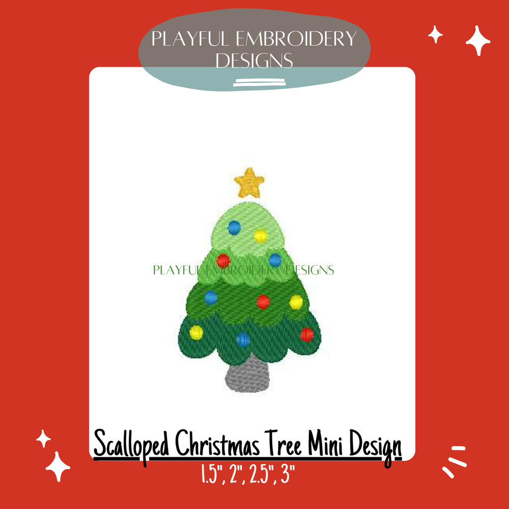 Scalloped Christmas Tree Mini Embroidery Design