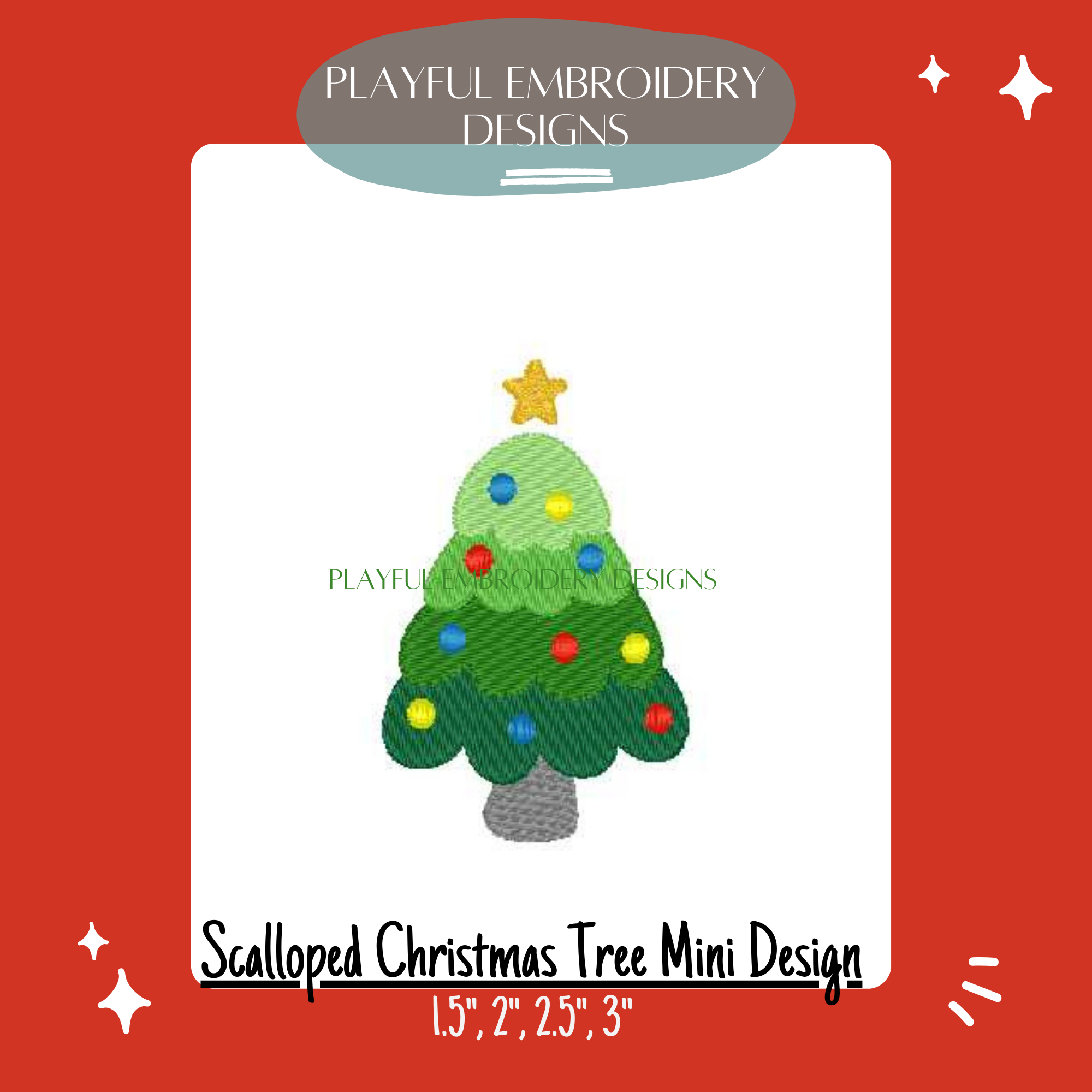 Scalloped Christmas Tree Mini Embroidery Design