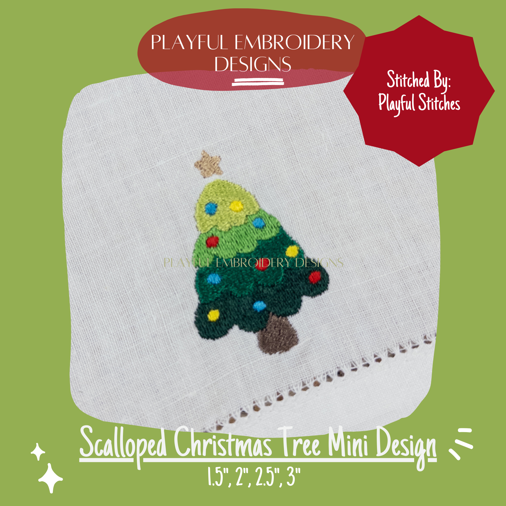 Scalloped Christmas Tree Mini Embroidery Design
