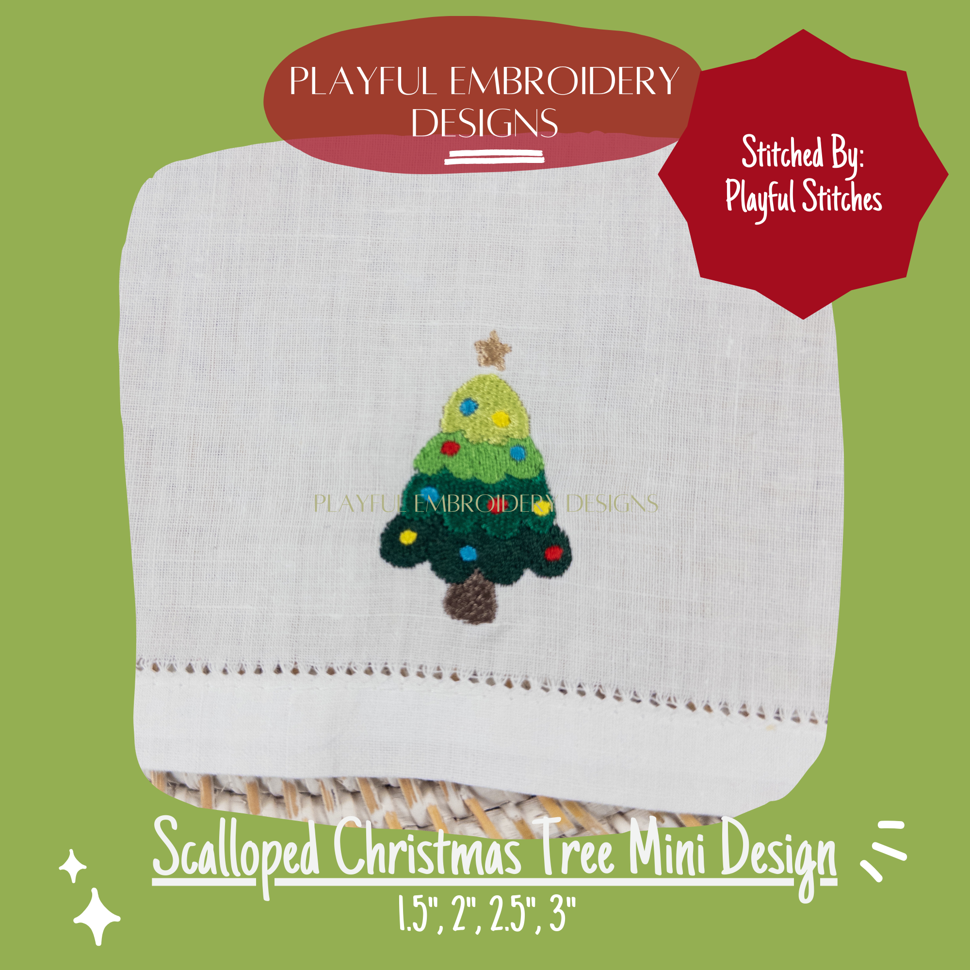 Scalloped Christmas Tree Mini Embroidery Design