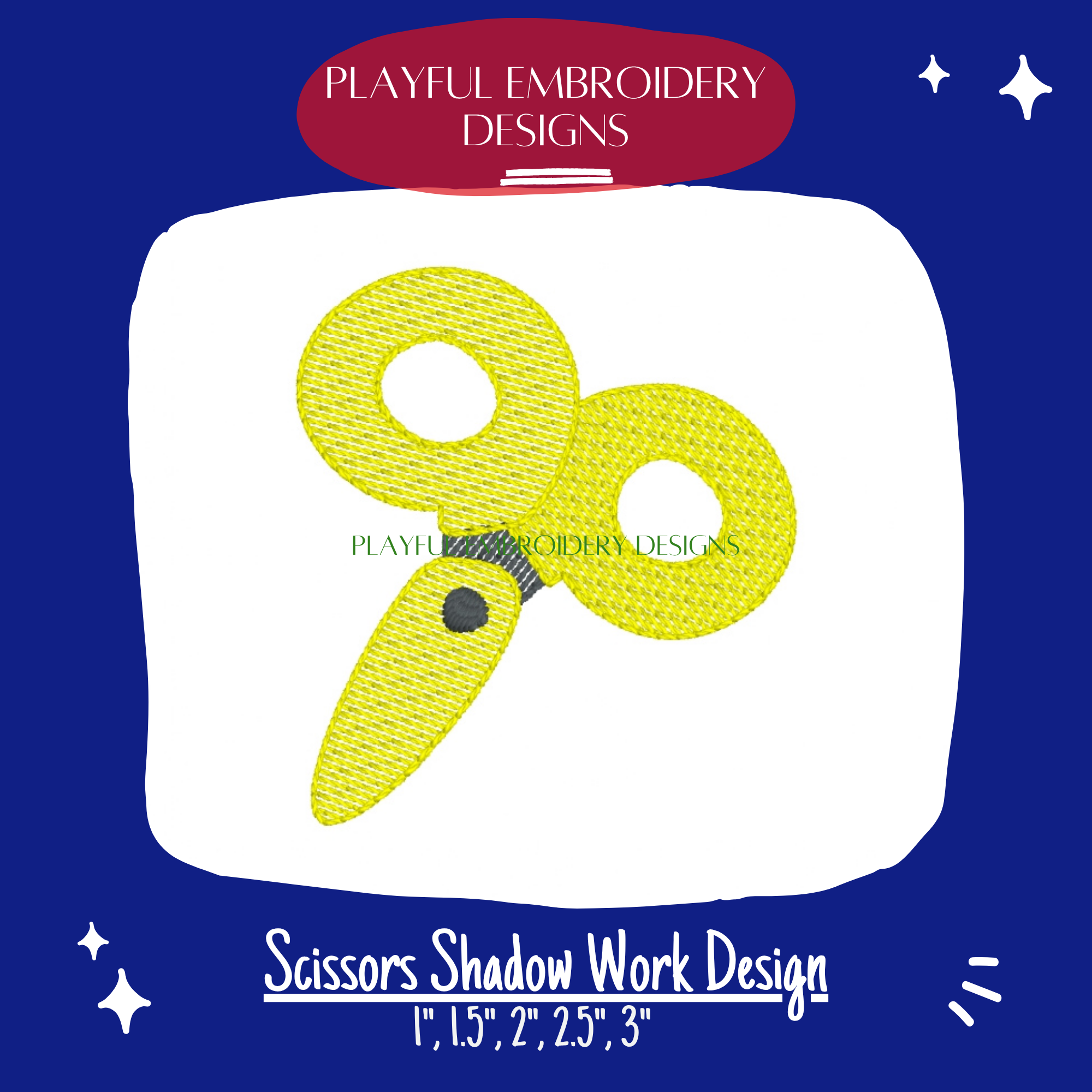 Scissor Shadow Work Mini Embroidery design (Digital Download)