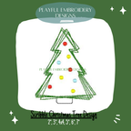 Scribble Christmas Tree Machine Embroidery Design, Doodle Christmas Tree Embroidery Design, Digital Download