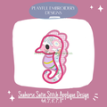 Seahorse Satin Stitch Applique Design for Machine Embroidery (Digital Download)