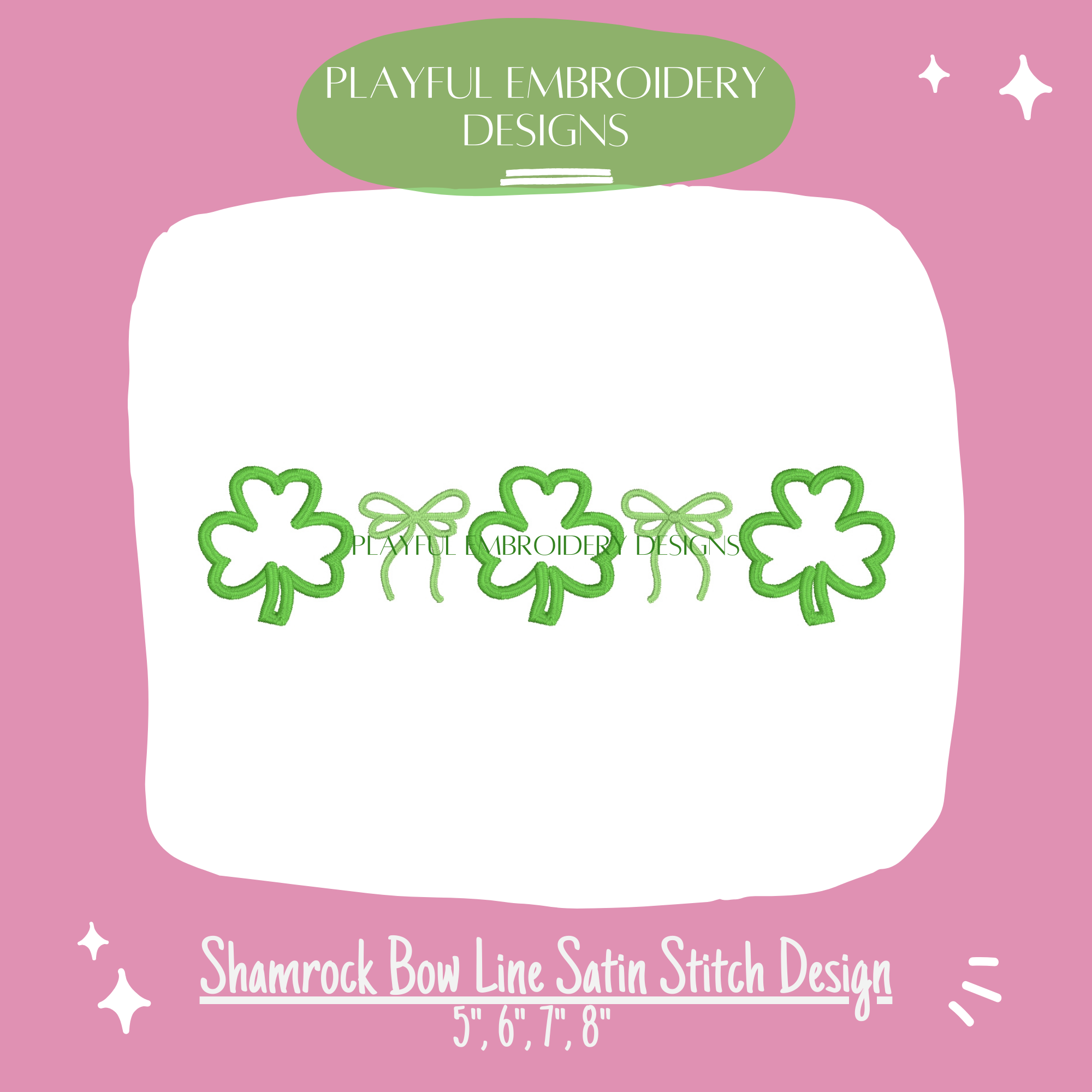 Shamrock Bow Line Embroidery Design for Machine Embroidery (Digital Download)