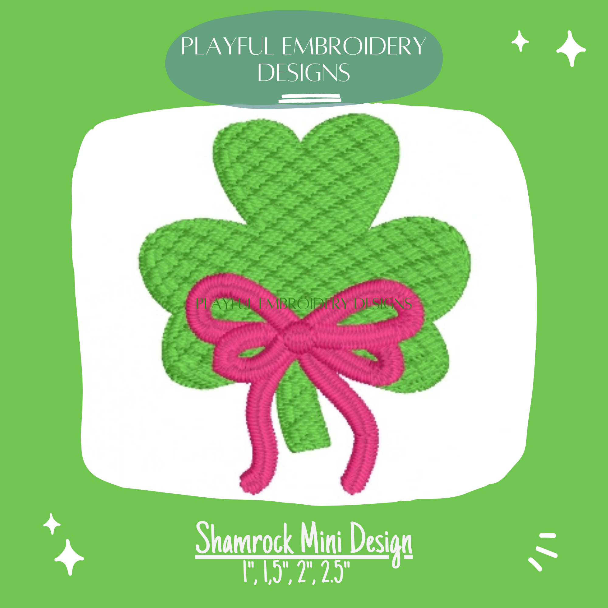 Shamrock Mini with a Bow Embroidery Design, Clover Machine Embroidery Design (Digital Download)