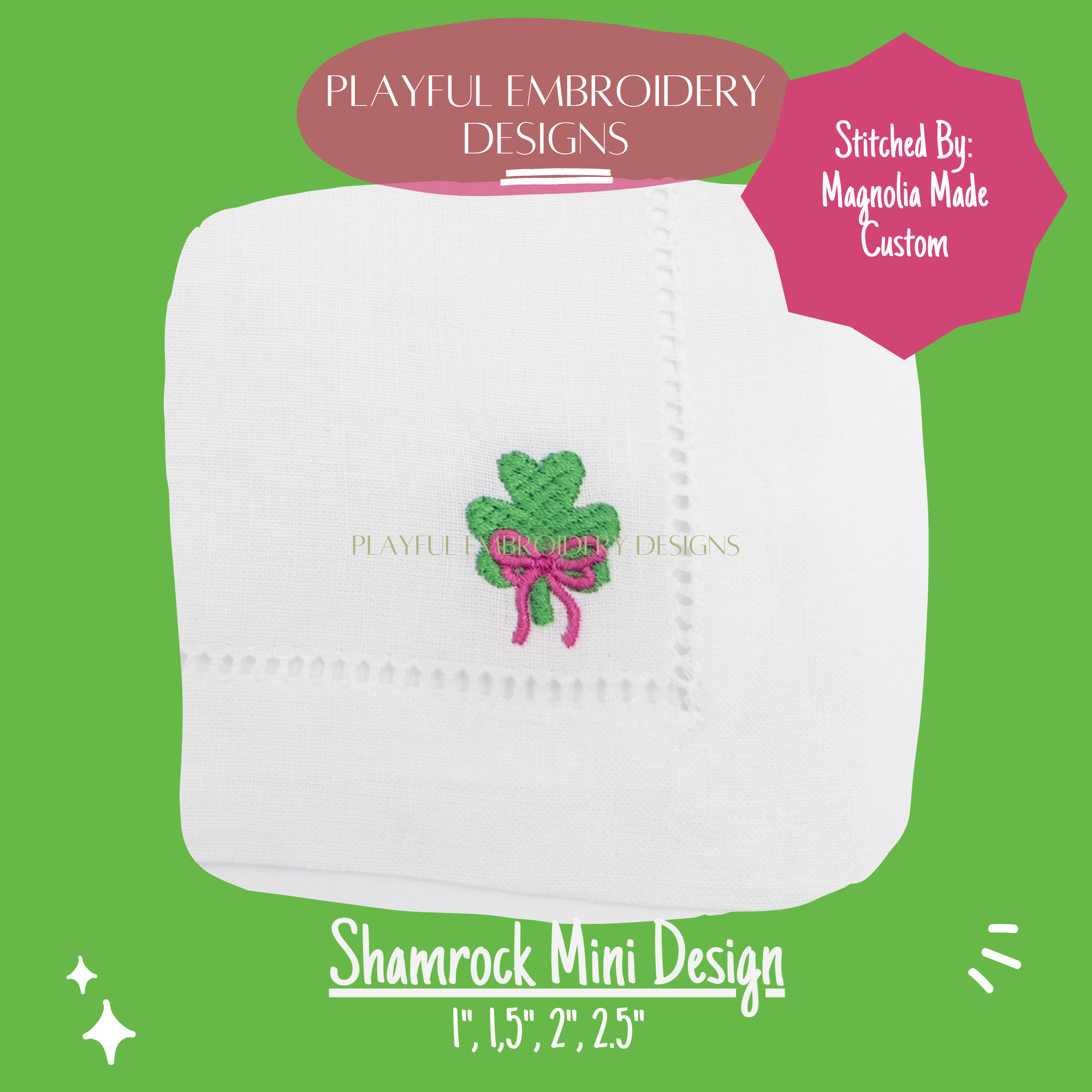 Shamrock Mini with a Bow Embroidery Design, Clover Machine Embroidery Design (Digital Download)