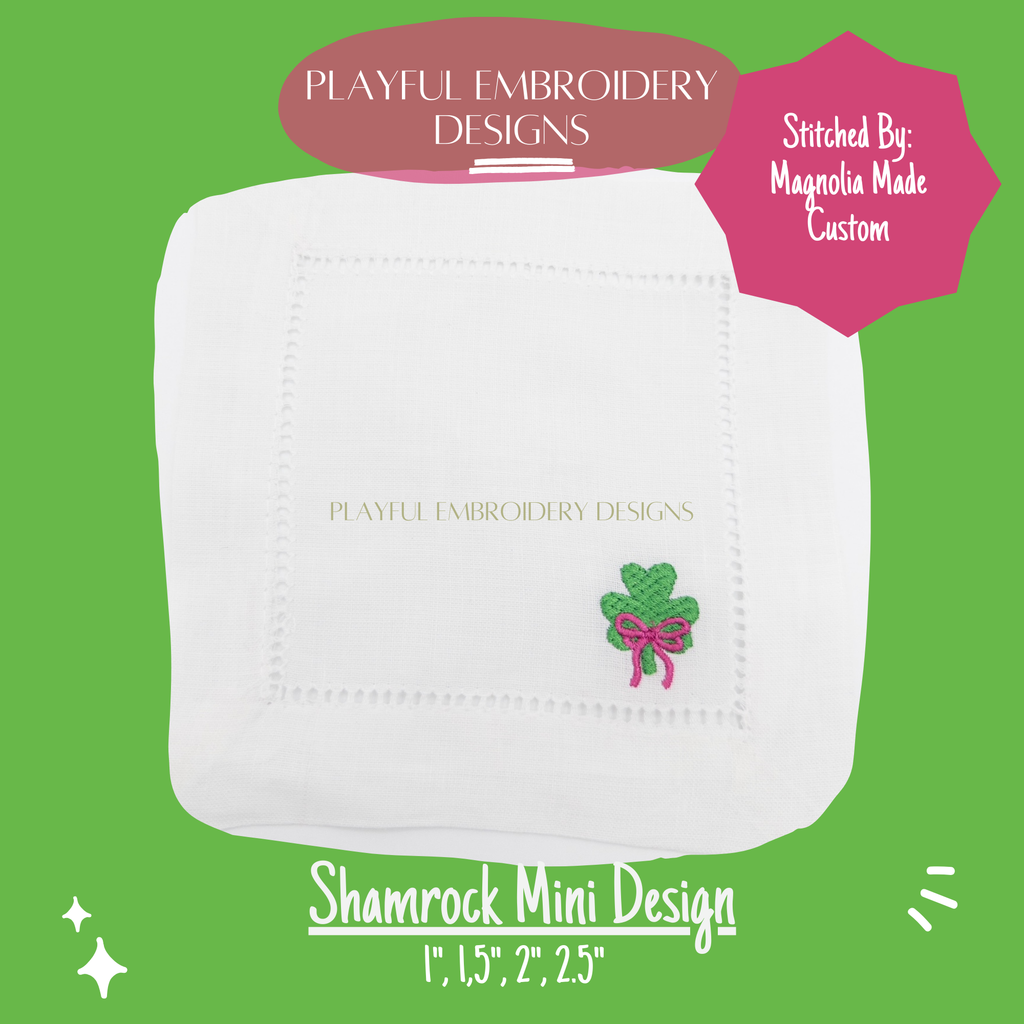 Shamrock Mini with a Bow Embroidery Design, Clover Machine Embroidery Design (Digital Download)