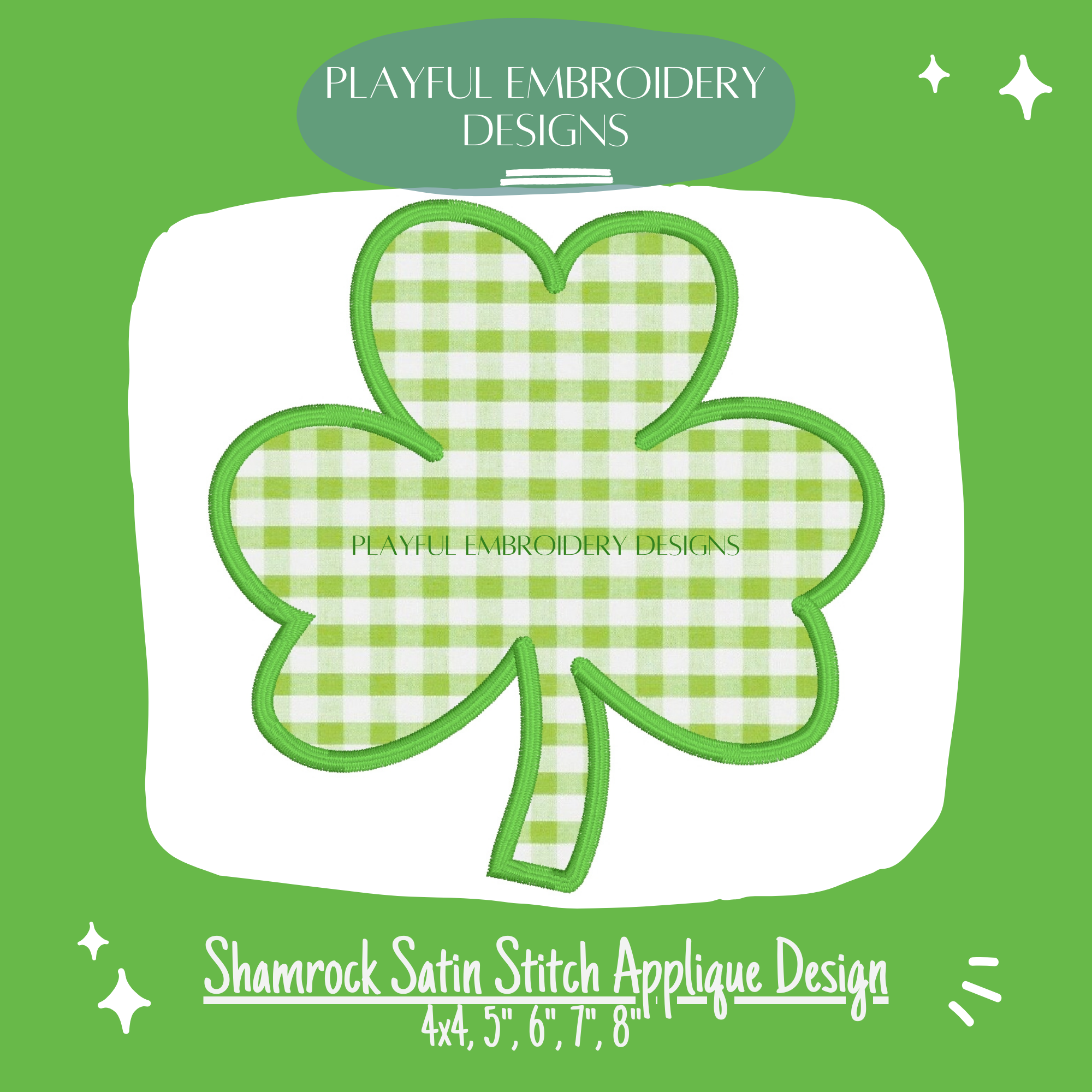 Shamrock Satin Stitch Applique Design for Machine Embroidery (Digital Download)