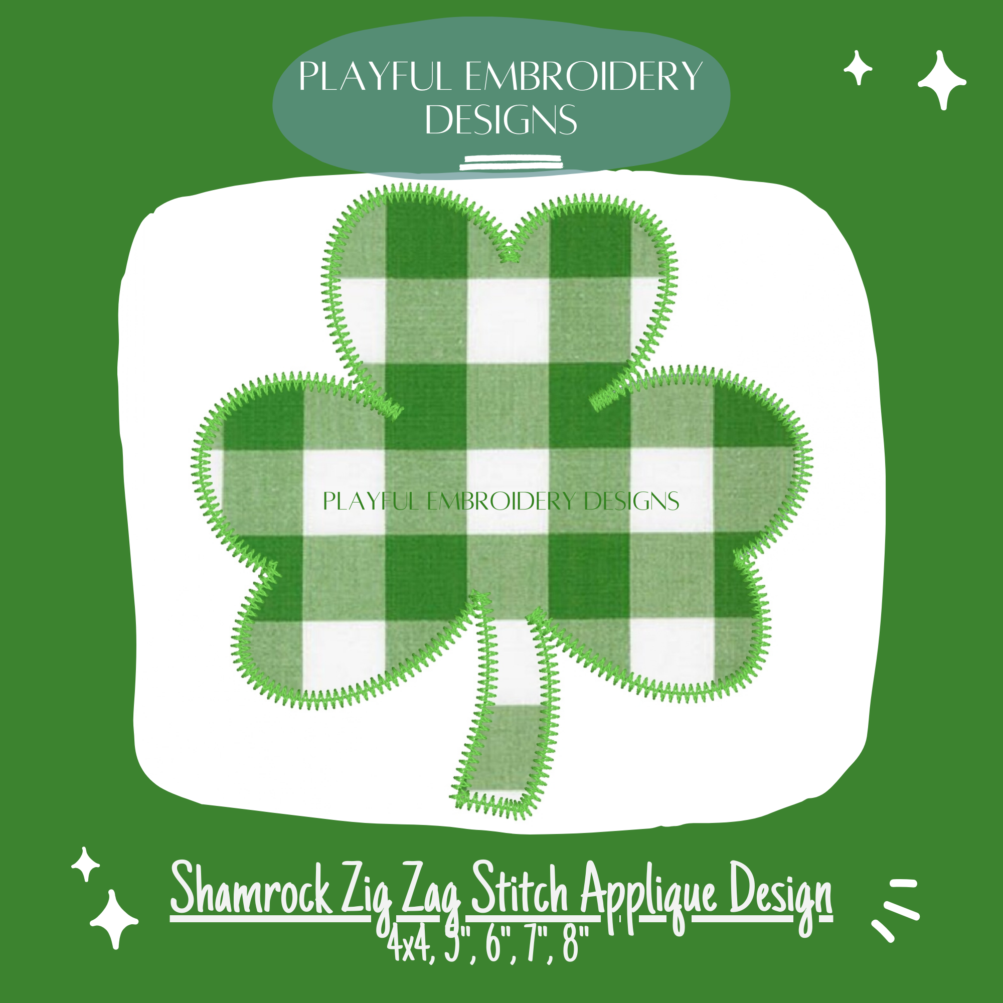 Shamrock Zig Zag Stitch Applique Design for Machine Embroidery (Digital Download)
