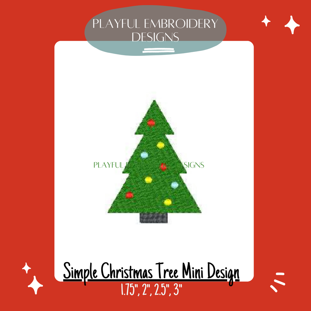 Christmas Tree Mini Design for machine embroidery, Christmas Tree Mini Embroidery Design, Monogram Add On, Playful Embroidery