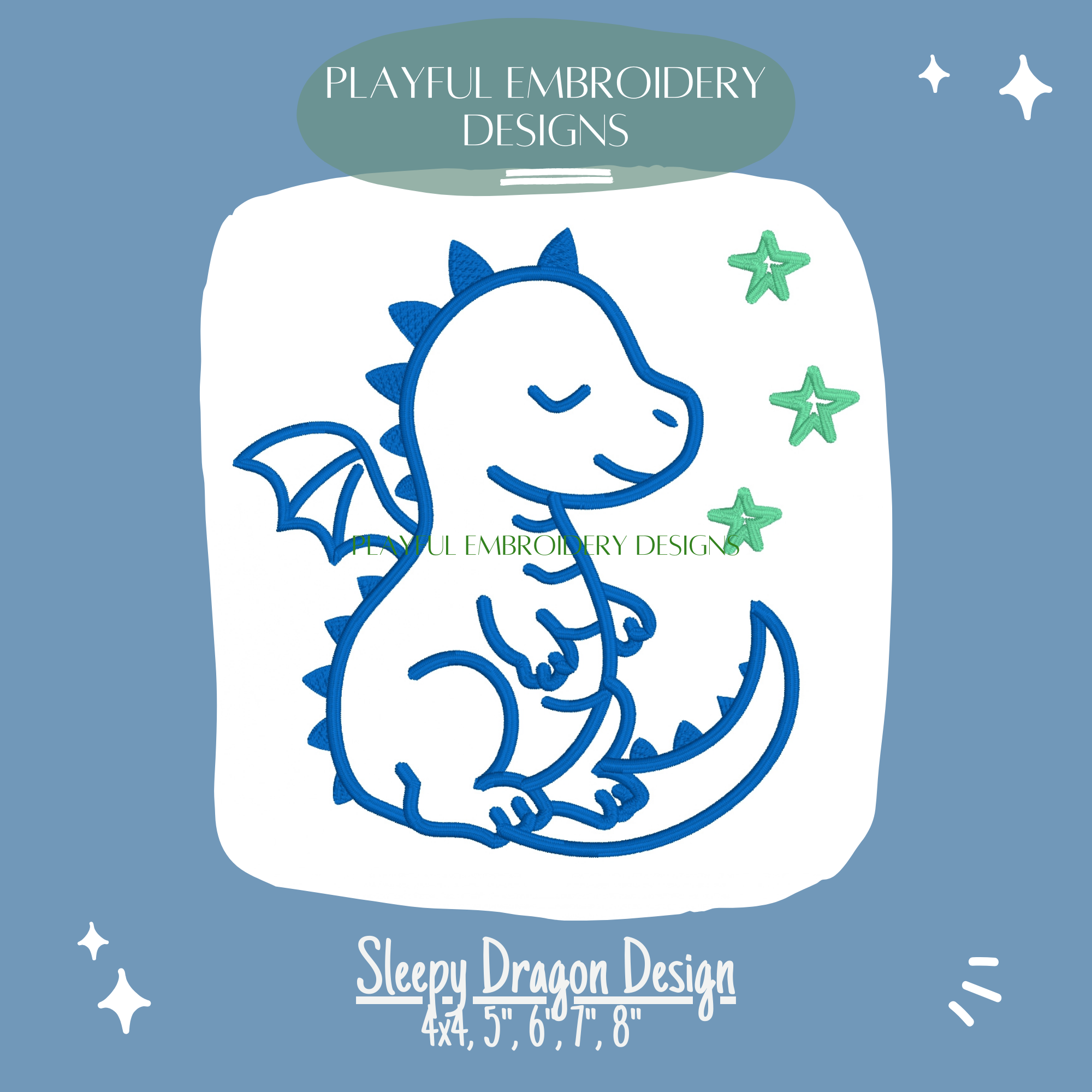 Sleepy Dragon Machine Embroidery Design (Digital Download)