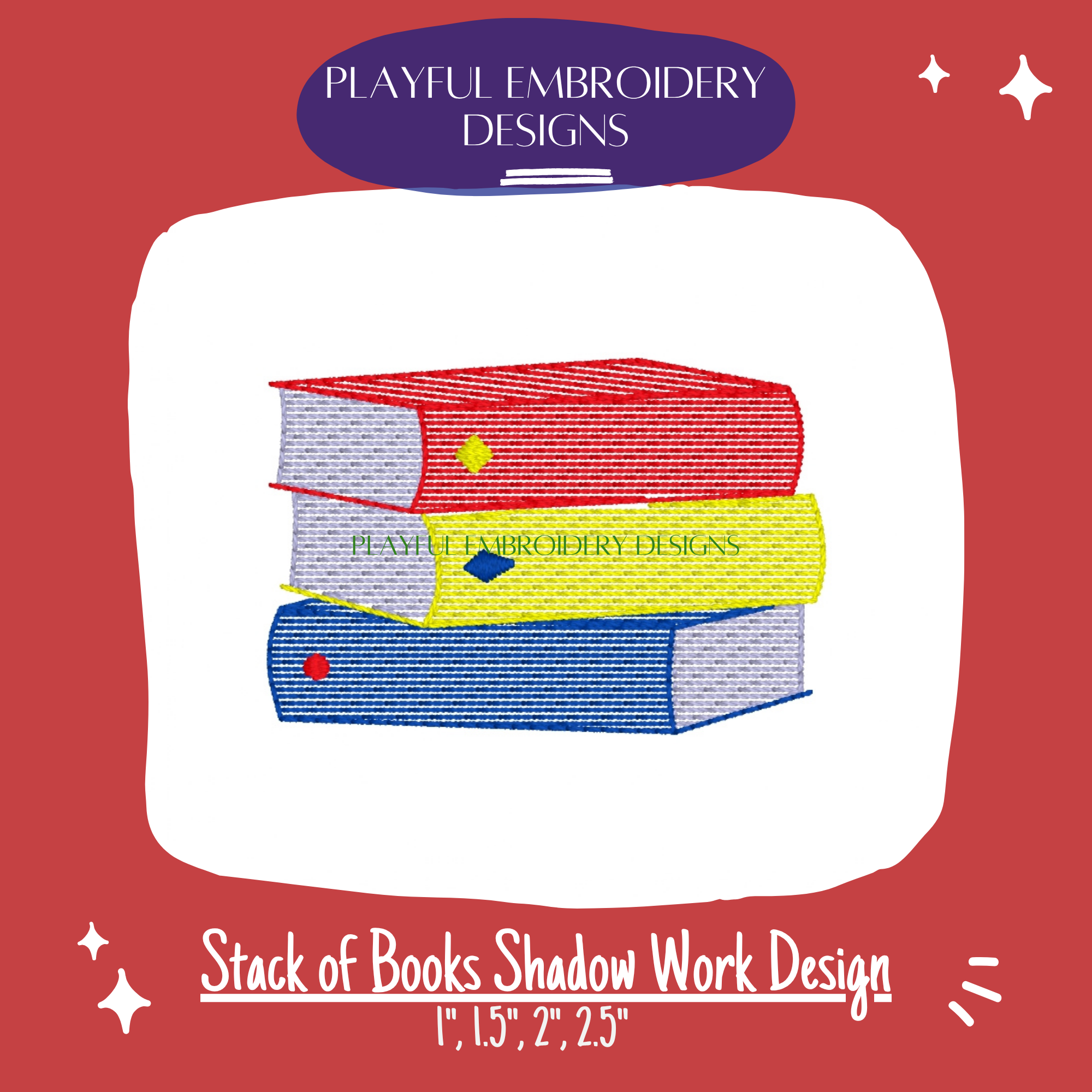 Stack of Books Shadow Work Mini Embroidery design (Digital Download)