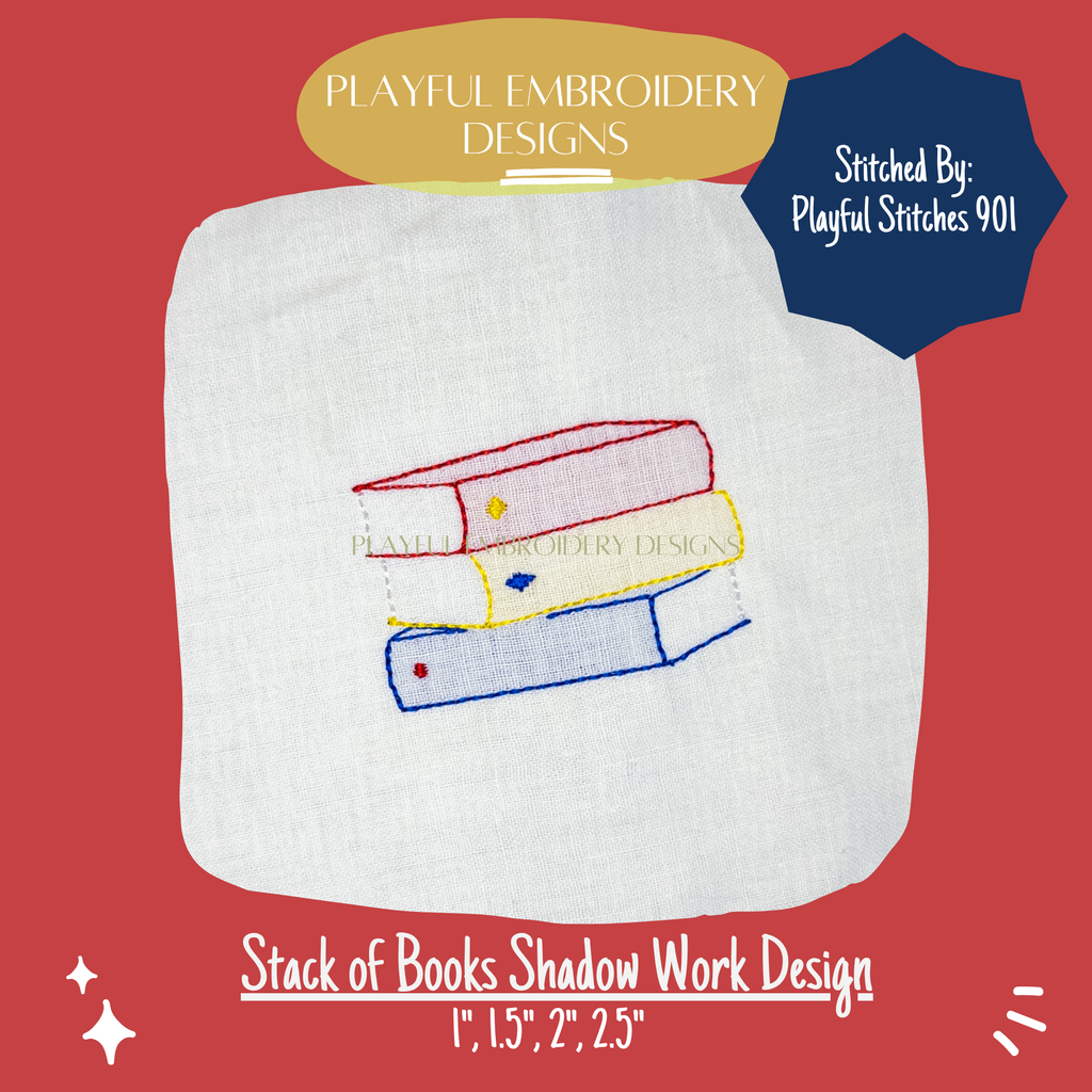Stack of Books Shadow Work Mini Embroidery design (Digital Download)