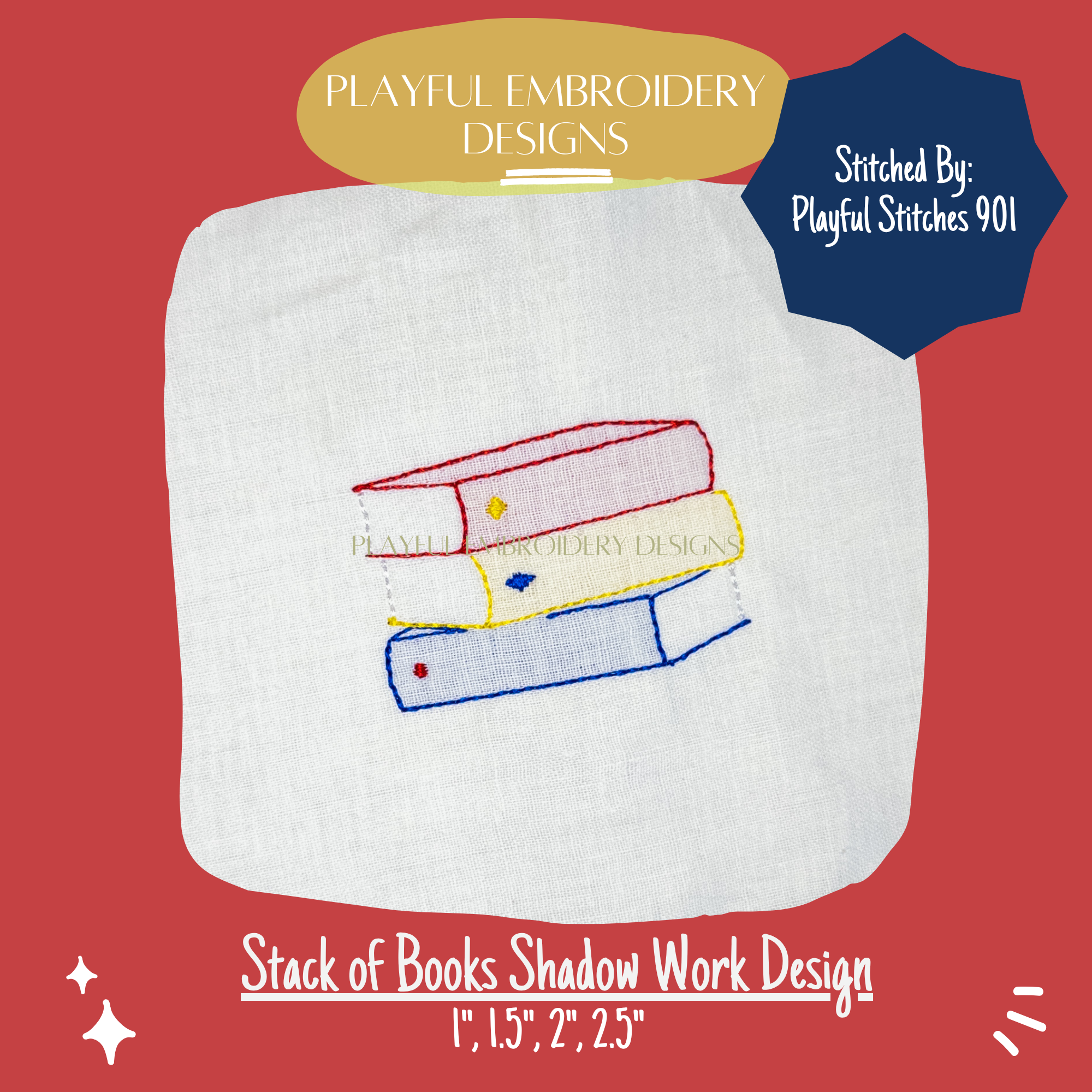 Stack of Books Shadow Work Mini Embroidery design (Digital Download)