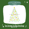 Whimsical Bean Stitch Star Christmas Tree Machine Embroidery Design (Digital File)