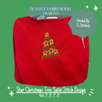 Satin Stitch Star Christmas Tree Machine Embroidery Design (Digital File)