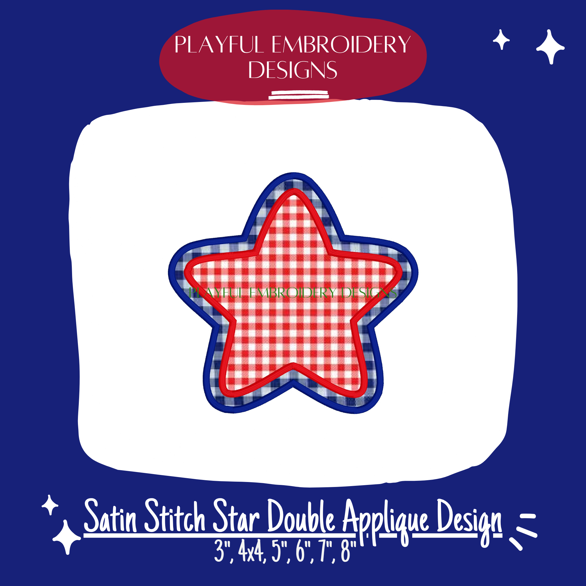 Star Double Applique Design for Machine Embroidery, Satin Stitch Star Applique Design (Digital Download)