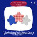 Star Trio Bean Stitch Applique Machine Embroidery Design (Digital Download)