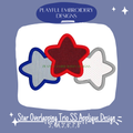 Overlapping Star Trio Satin Stitch Applique Machine Embroidery Design (Digital Download)