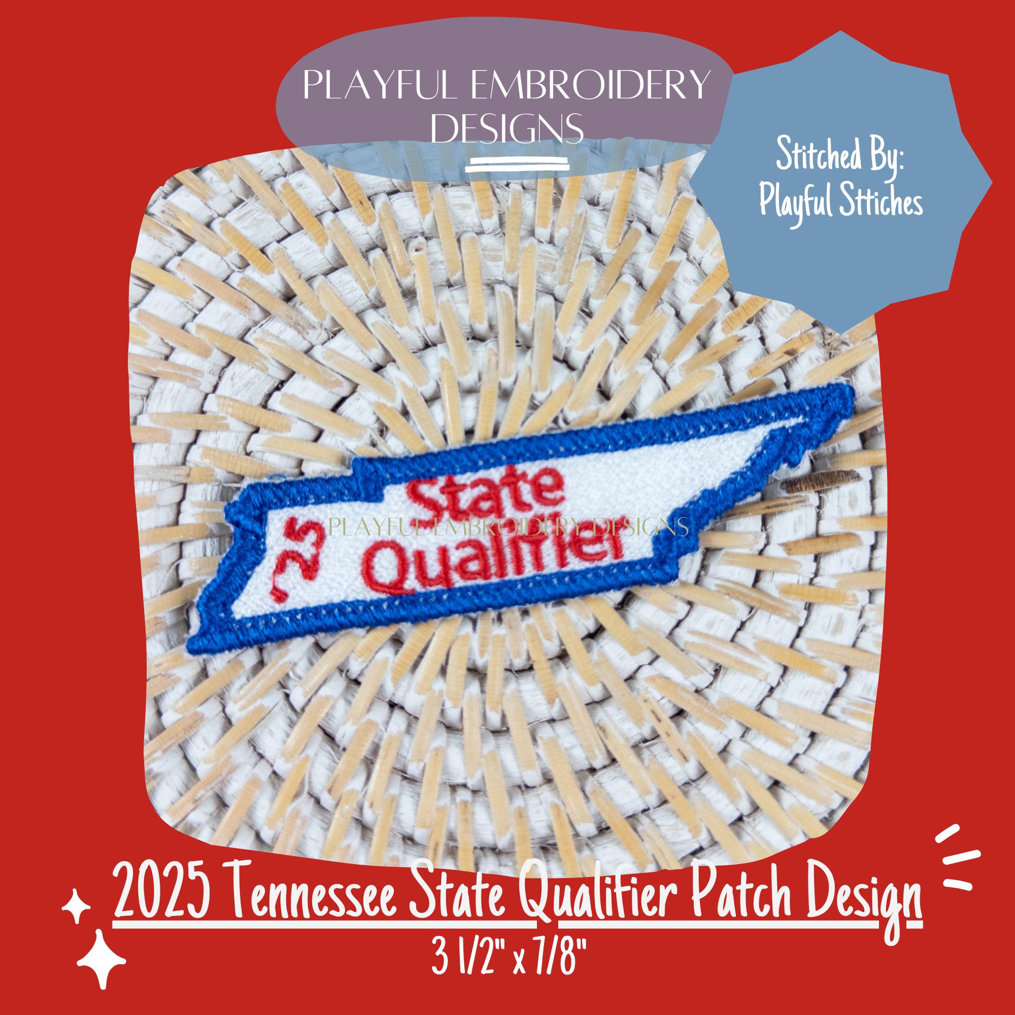 2025 Tennessee State Qualifier Patch Machine Embroidery Design, Patch Design, TN State Qualifying Patch