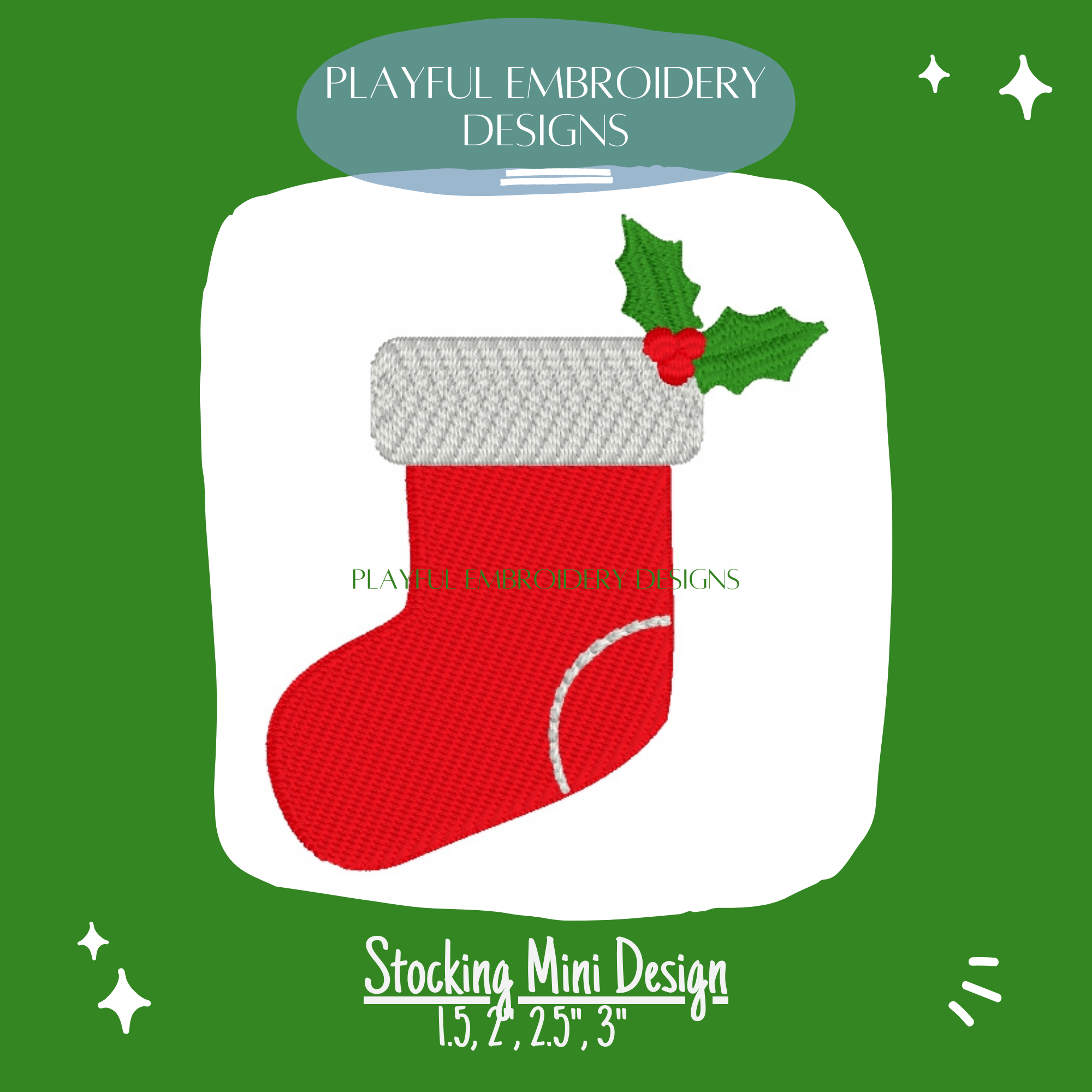 Christmas Stocking Mini Machine Embroidery Design: Mini Fill Stitch Design (Digital Download)
