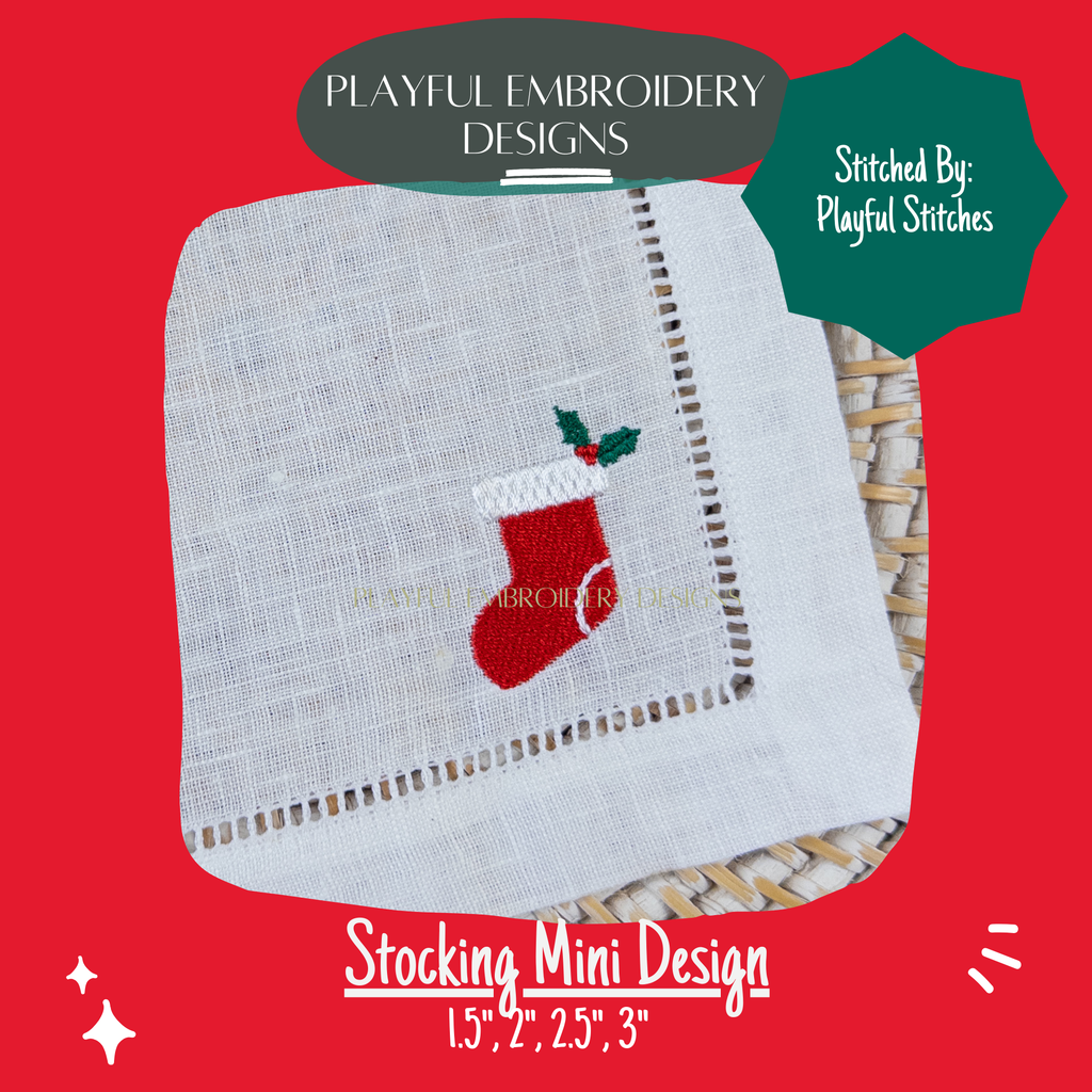 Christmas Stocking Mini Machine Embroidery Design: Mini Fill Stitch Design (Digital Download)