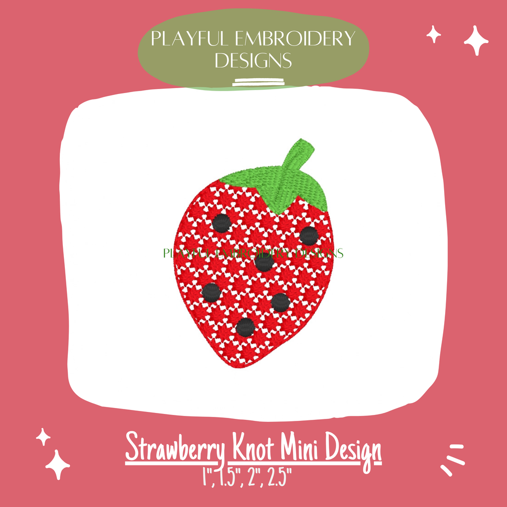 Mini Strawberry Knot Pattern Machine Embroidery Design (Digital Download)
