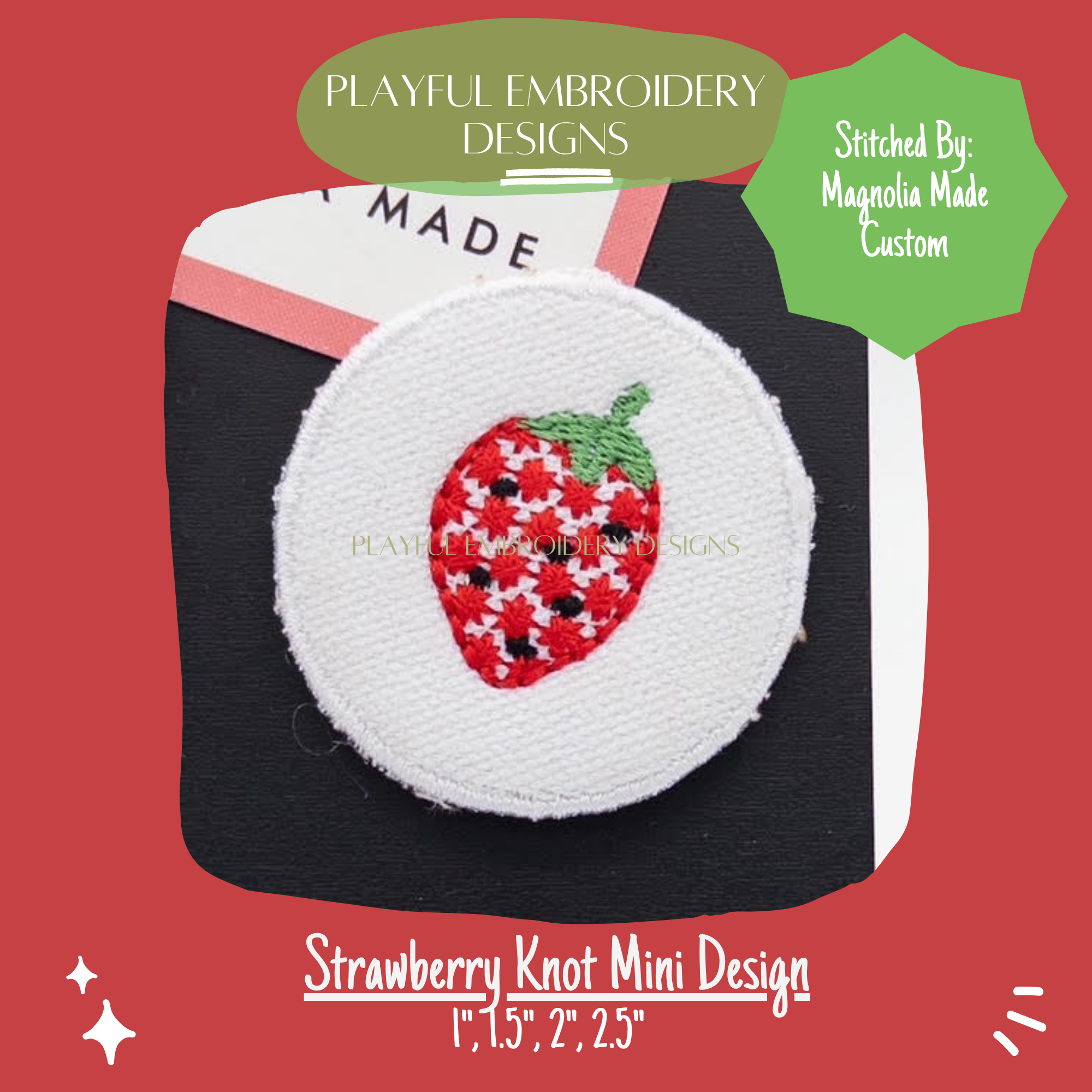 Mini Strawberry Knot Pattern Machine Embroidery Design (Digital Download)