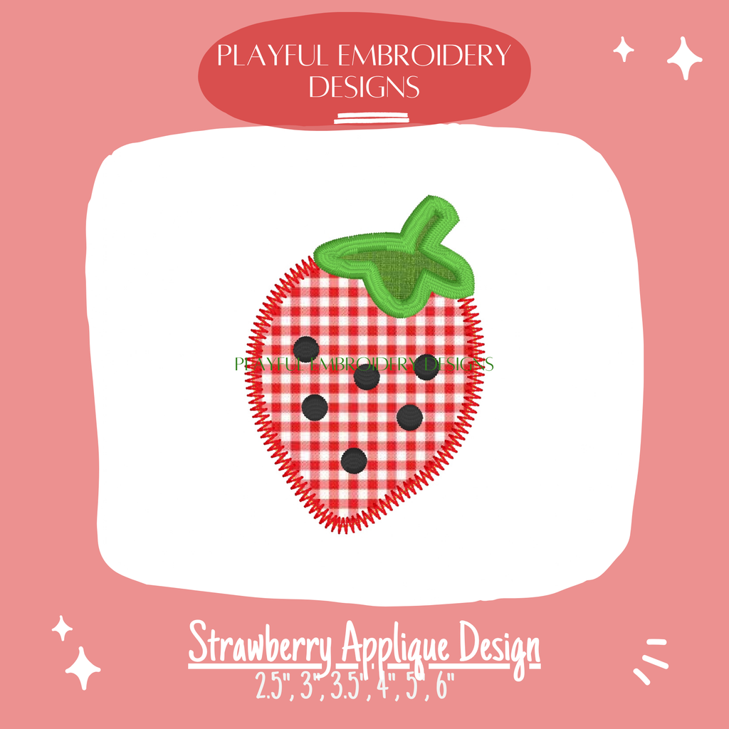 Strawberry Applique Design for Machine Embroidery (Digital File)