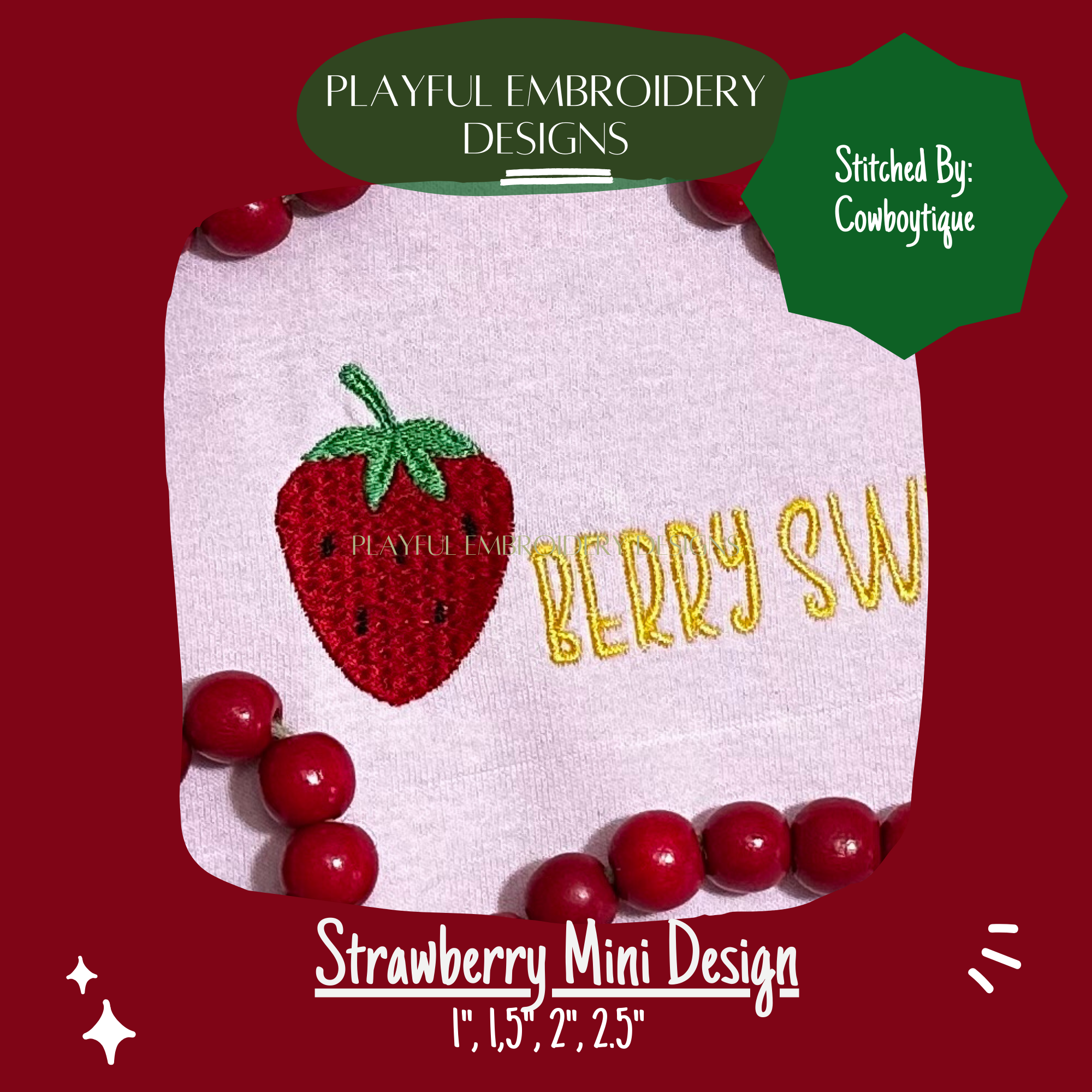 Strawberry Mini Design Machine Embroidery Design (Digital Download)