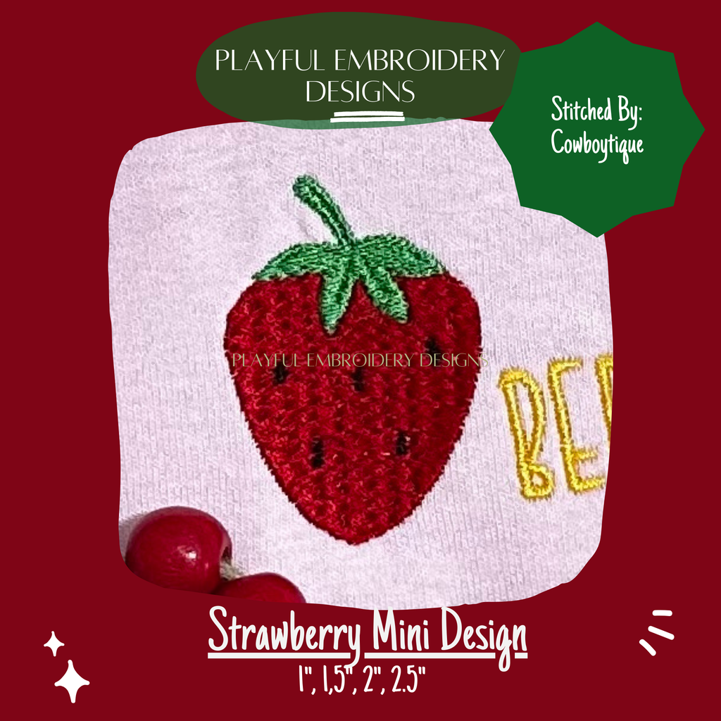 Strawberry Mini Design Machine Embroidery Design (Digital Download)