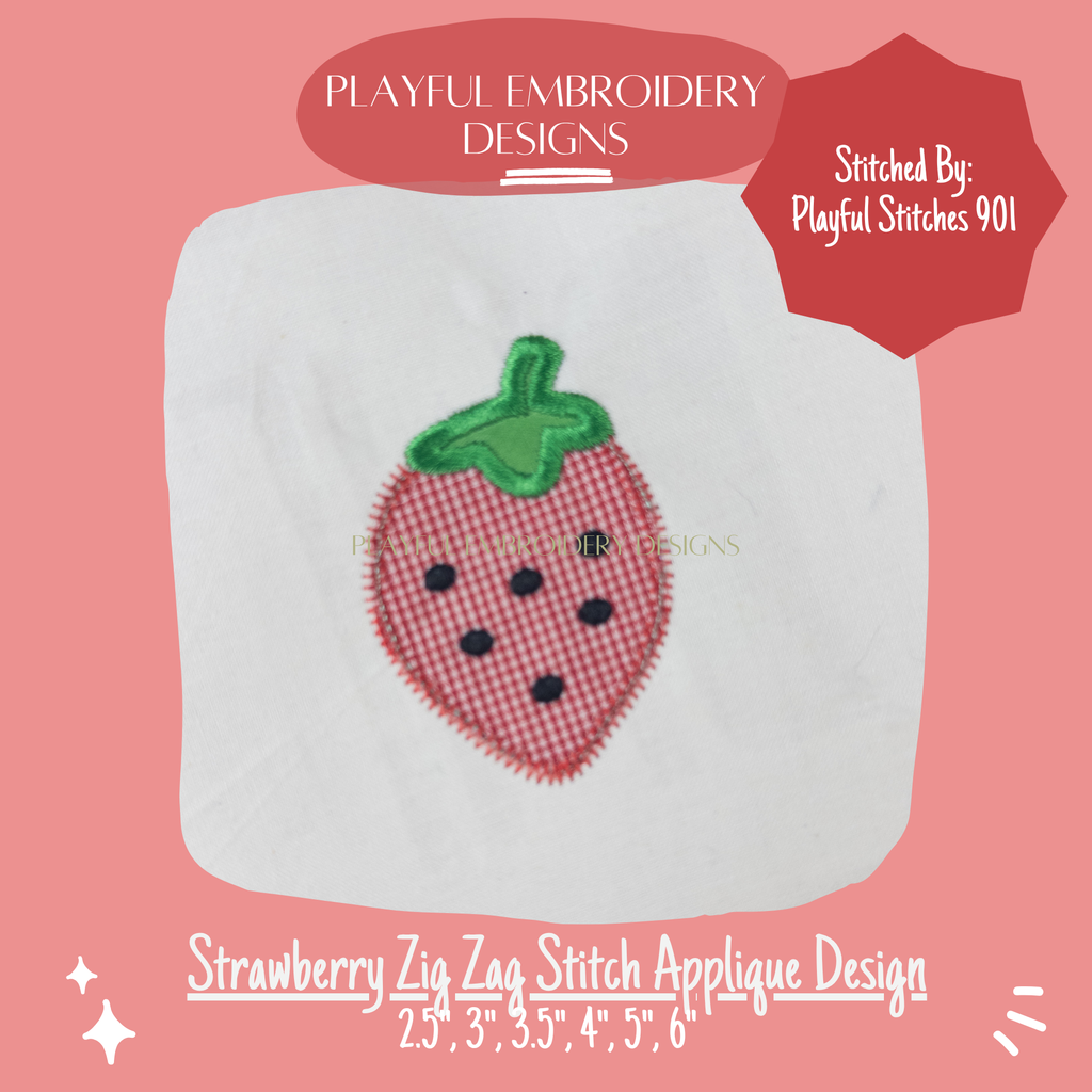 Strawberry Applique Design for Machine Embroidery (Digital File)
