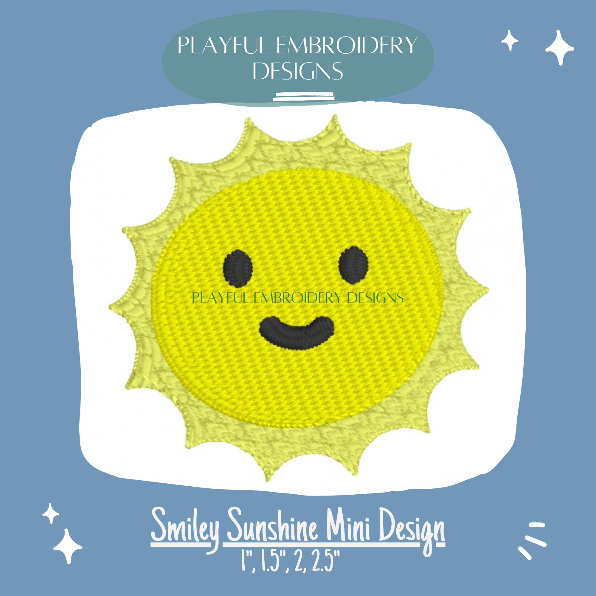 Smiley Sun Mini Machine Embroidery Design (Digital Download)