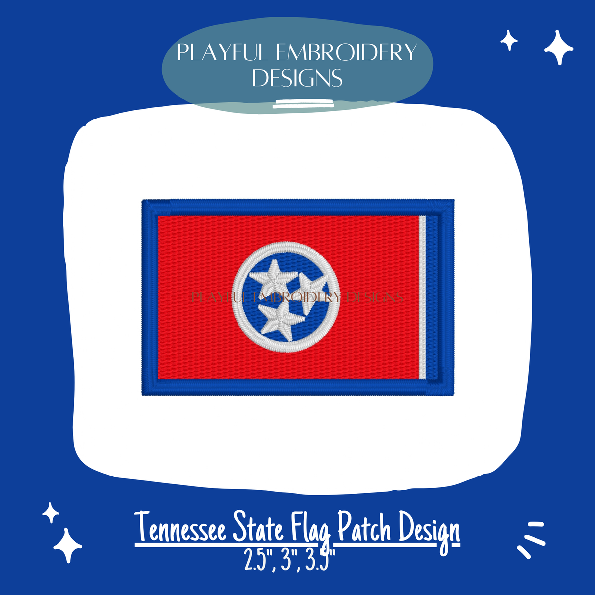 Tennessee State Flag Patch Design for Machine Embroidery (Digital File)