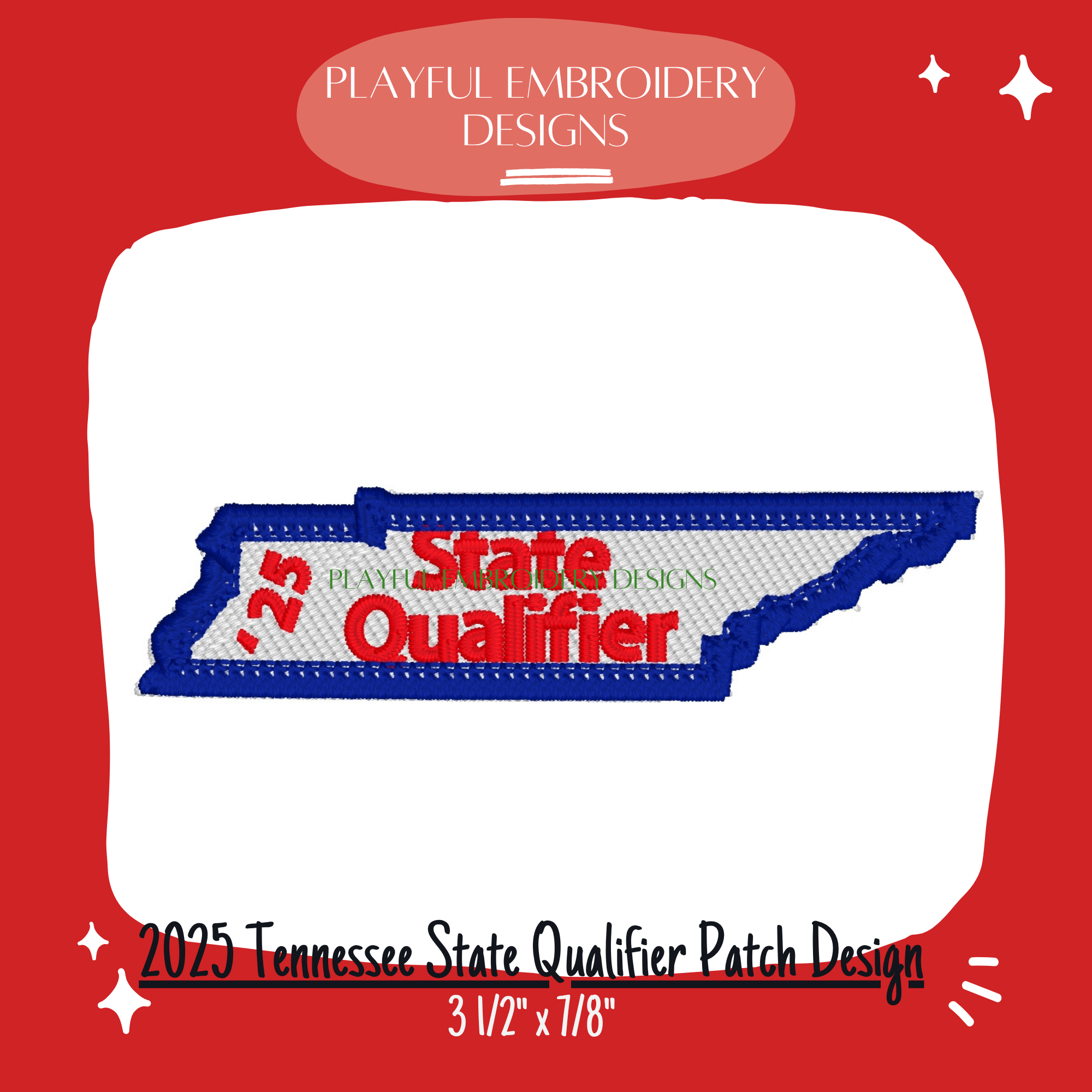 2025 Tennessee State Qualifier Patch Machine Embroidery Design, Patch Design, TN State Qualifying Patch