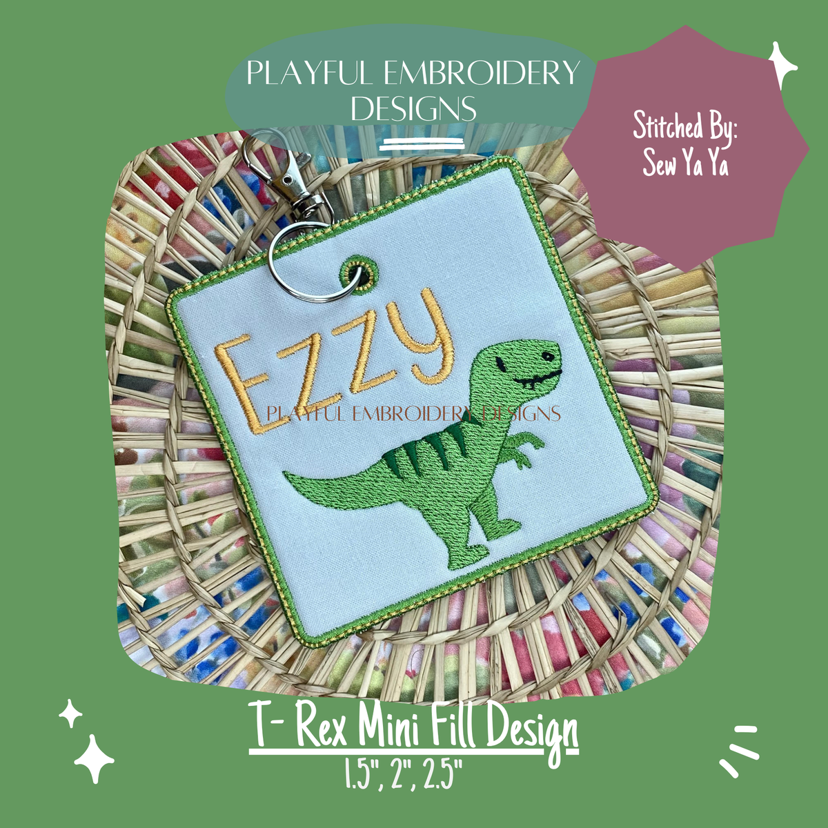 T-Rex Dinosaur Mini Design for Machine Embroidery (digital download)