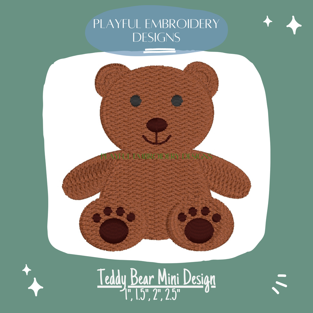 Teddy Bear Mini Design for Machine Embroidery (Digital File)