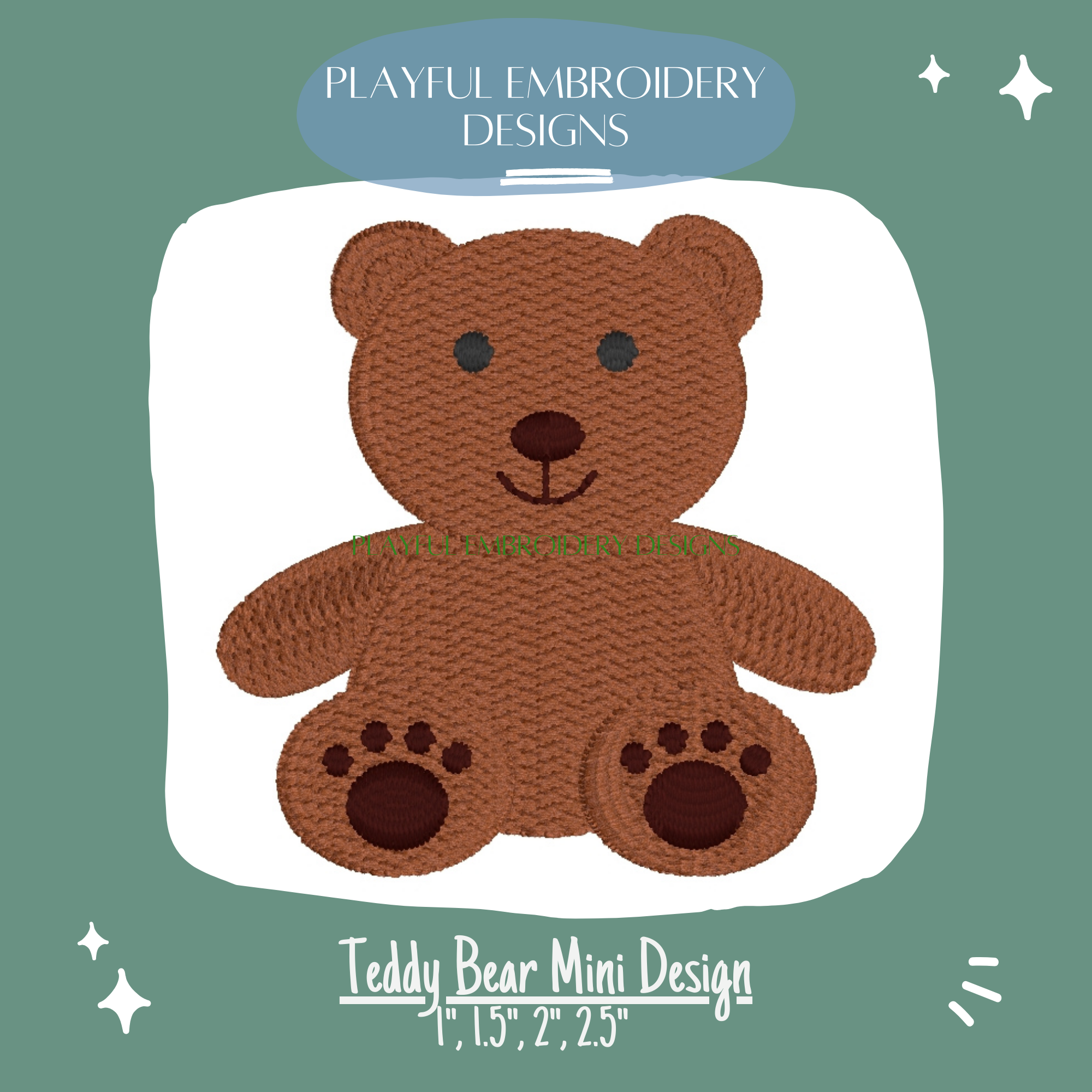 Teddy Bear Mini Design for Machine Embroidery (Digital File)