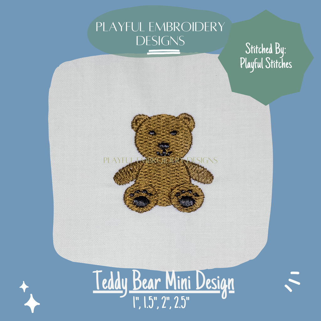 Teddy Bear Mini Design for Machine Embroidery (Digital File)