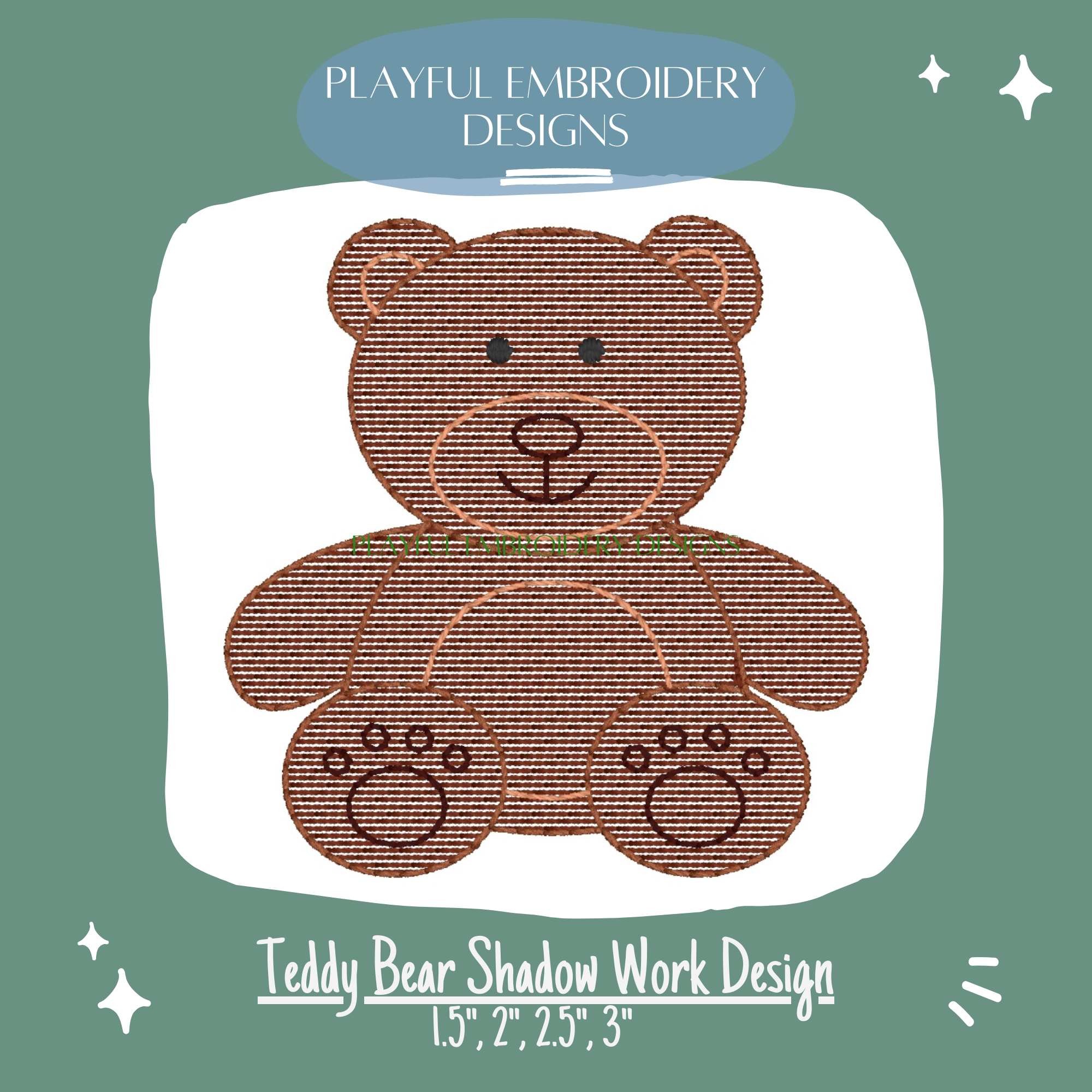 Teddy Bear Shadow Work design for Machine Embroidery (Digital File)