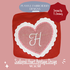 Scalloped Heart Satin Stitch Applique Design, Valentine's Applique Machine Embroidery Design