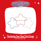 Overlapping Star Trio Bean Stitch Machine Embroidery Design, Quick Stitching Patriotic Design (Digital File)