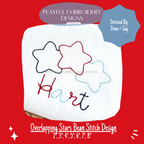 Overlapping Star Trio Bean Stitch Machine Embroidery Design, Quick Stitching Patriotic Design (Digital File)
