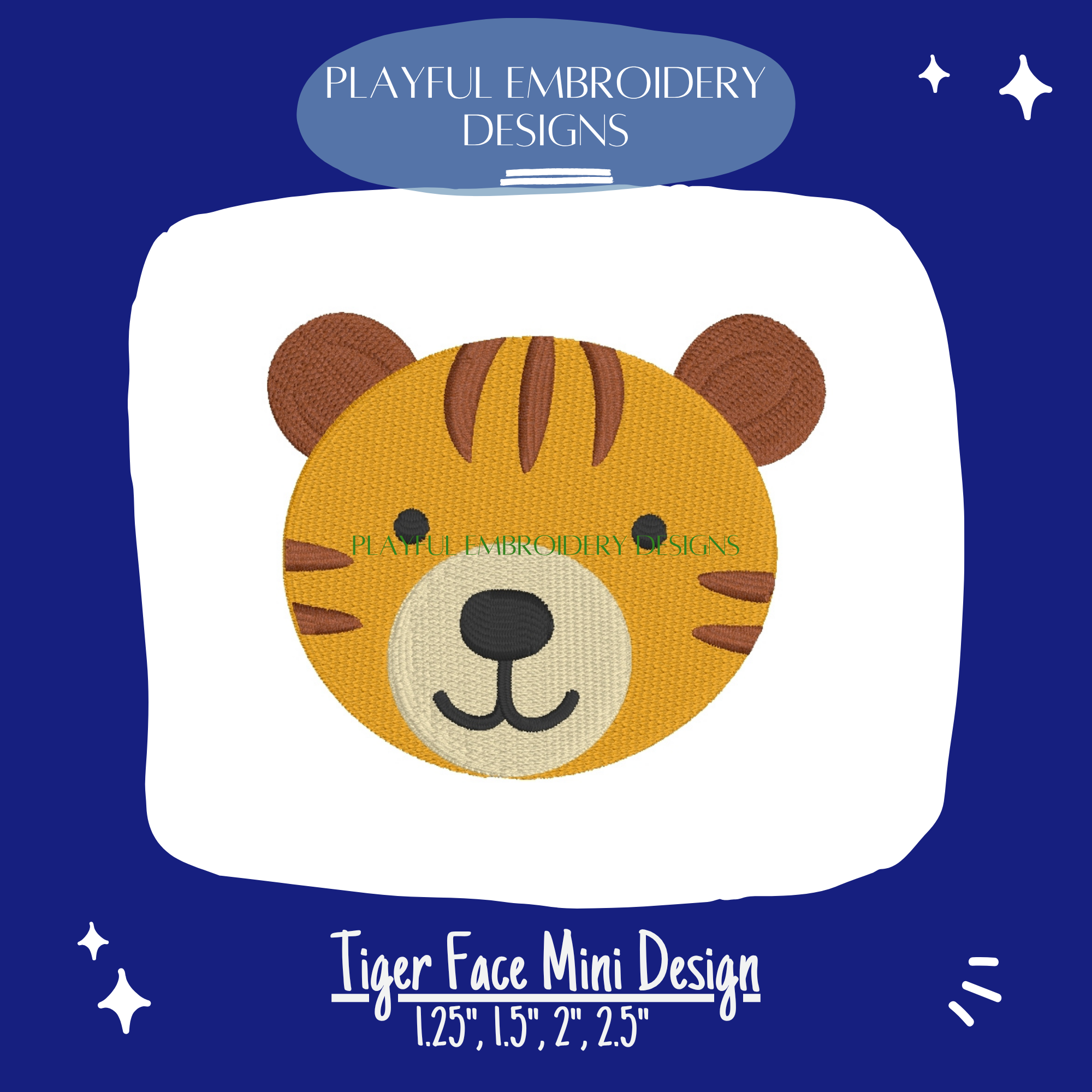 Tiger Face Mini Design for Machine Embroidery (Digital File)
